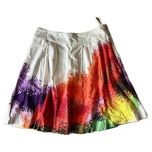 Anthropologie Painterly Skirt with flat pleats and ruffle petticoat underneath